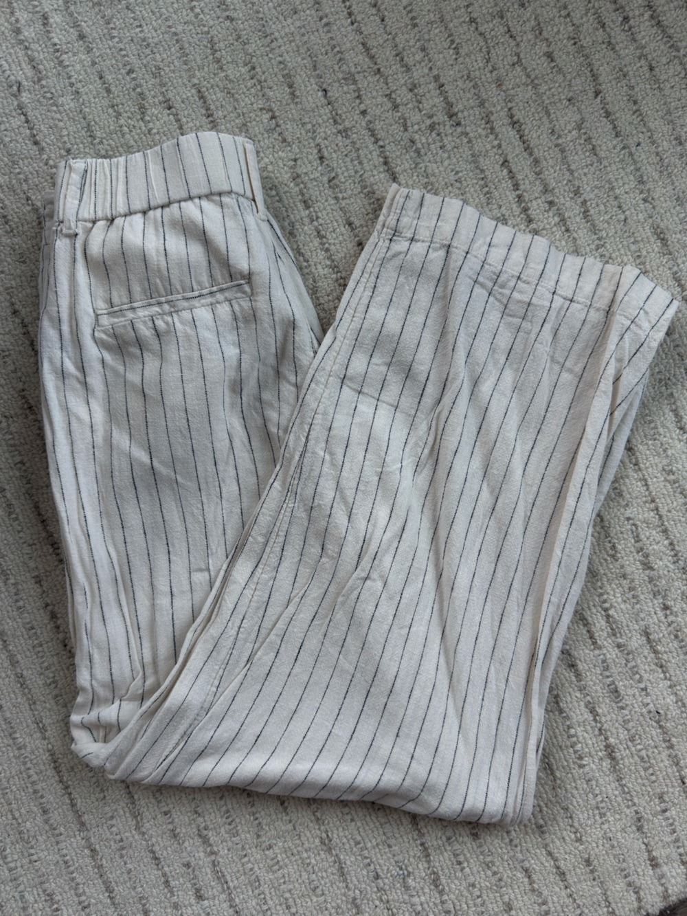 Linen Lightweight Cream Pinstripe Pants Size 4